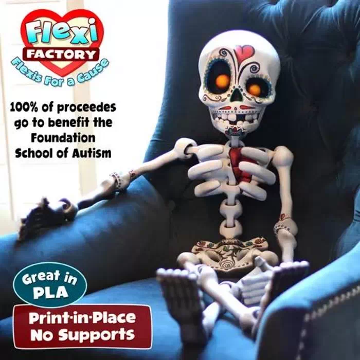 Articulated - Cute Skeleton V2 - Print in Place