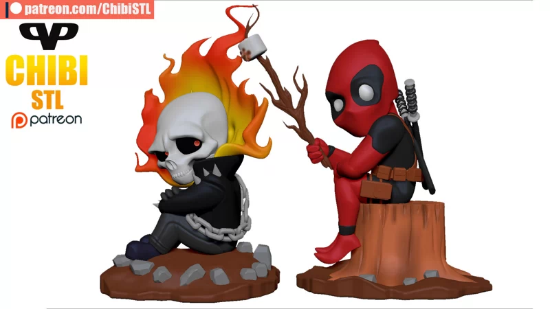 Ghost Rider & Deapool Chibi