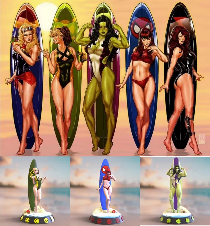 Marvel heroines - Surfers