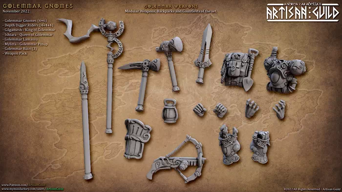 AG - Golemmar Gnomes - Standalone Weapons & Hands