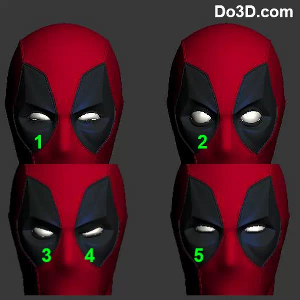 Deadpool Mask - Faceshell with 6 no hearts