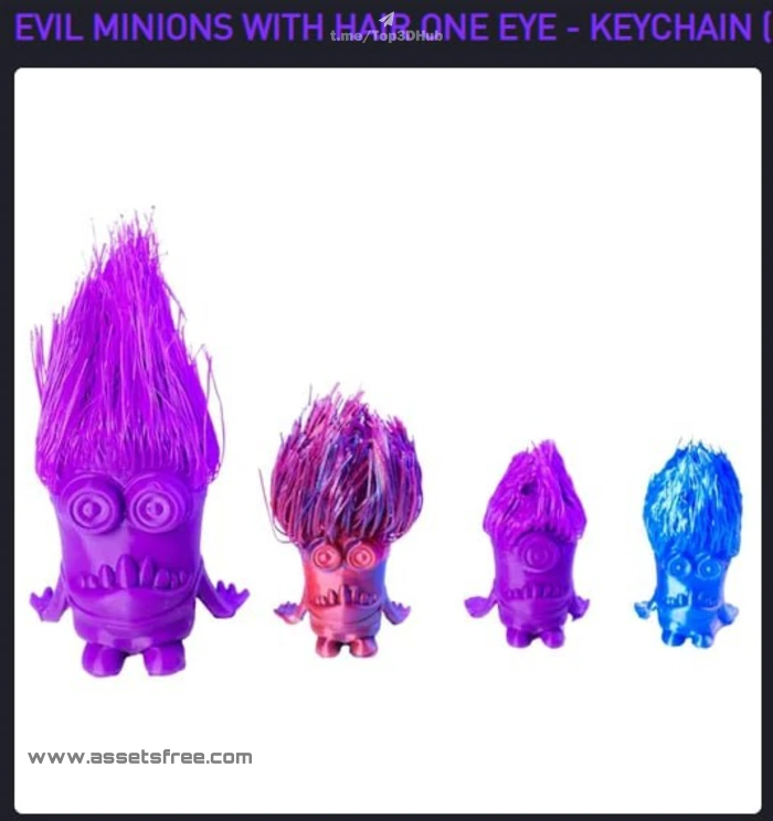 Evil Minioins with Hair - One Eye keychain