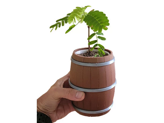 Wine barrel flower pot