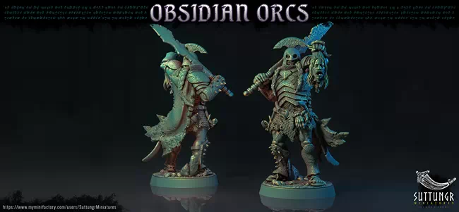 Suttungr Miniatures - The Obsidian Orc Warband - Captain with Slain Horse lord