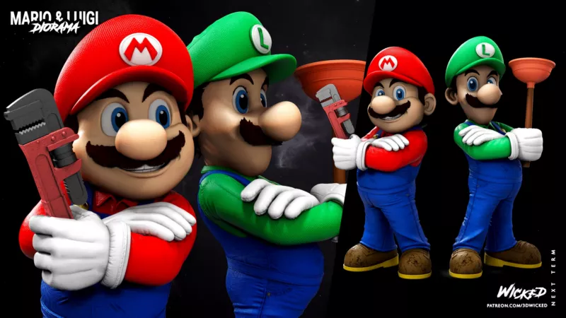 Mario and Luigi Diorama