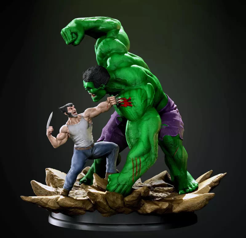 Hulk vs Wolverine Diorama