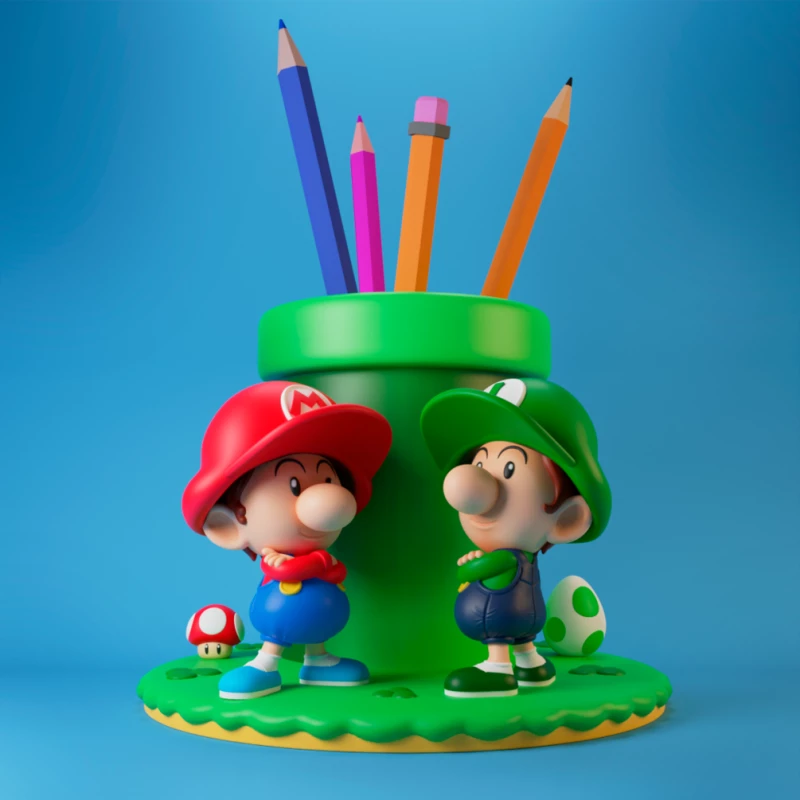Pencil Holder Babies Mario and Luigi