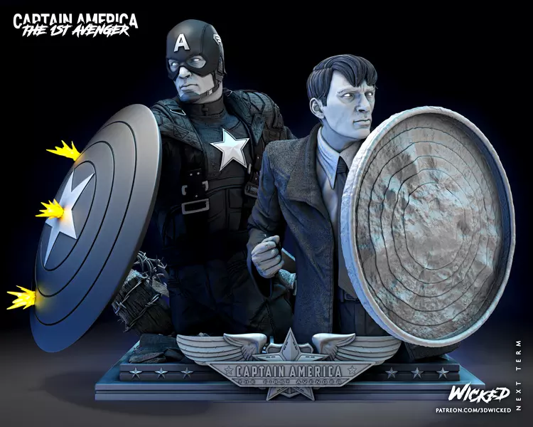 Diorama Steve Rogers and Capitan America Bust
