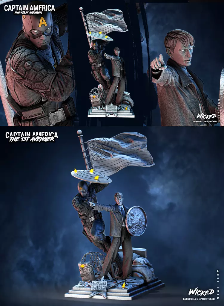 Diorama Steve Rogers and Captain America Statues