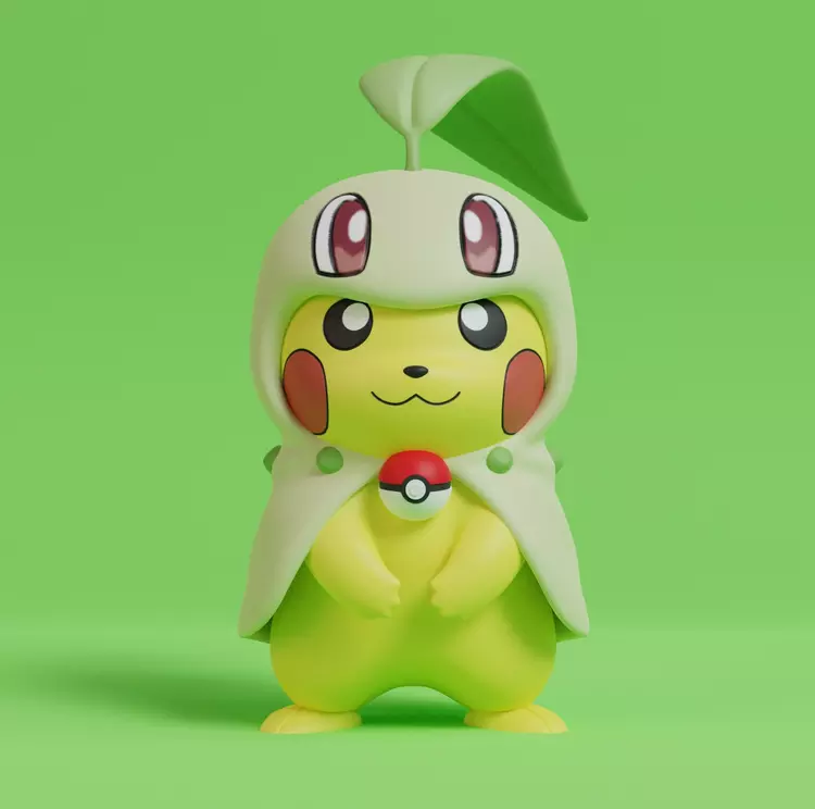 Pikachu cosplay Chikorita