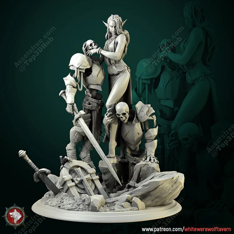 Diorama Laedria the Necromancer with skeletons