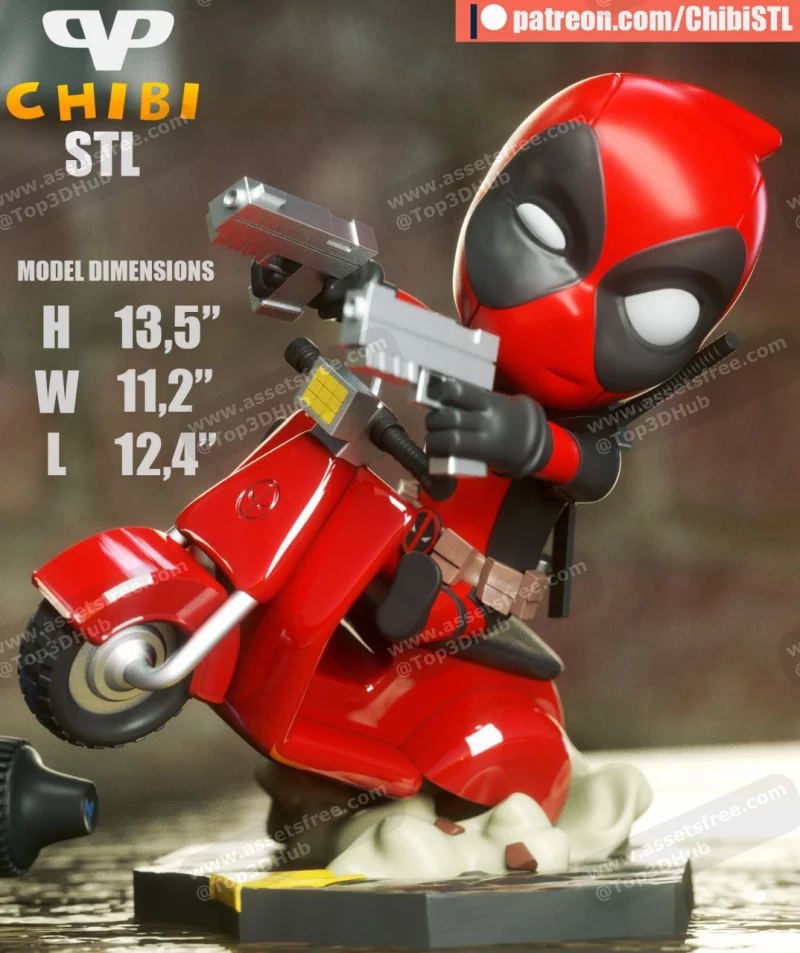 Deadpool on Vespa Chibinbsp‣ AssetsFreecom