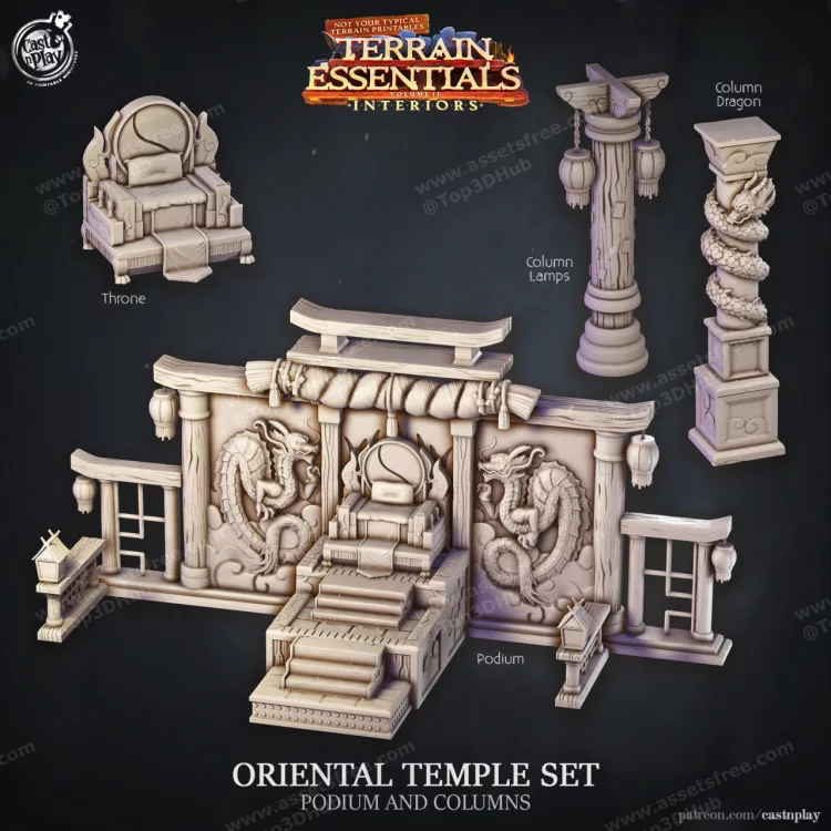 Oriental Temple Podium and Columns