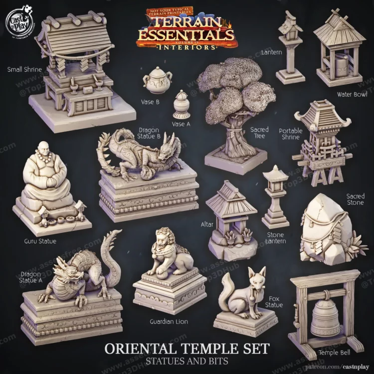 Oriental Temple Statues And Bitsnbsp‣ AssetsFreecom