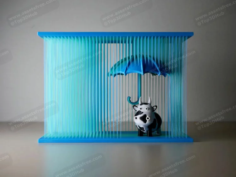 Safe from the Rain - Cow under an umbrella