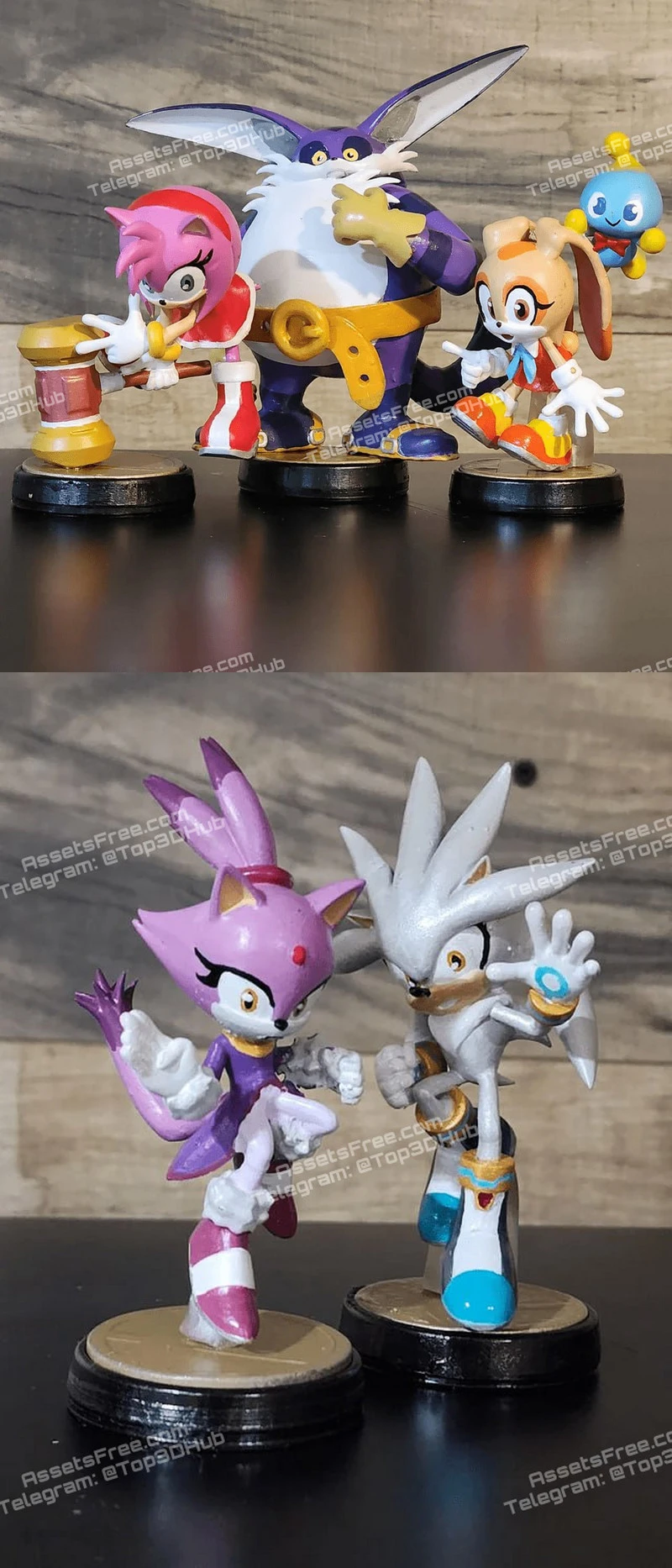 Set Amy Cream Big and Sticks and Silver and Blaze Amiibo Figure