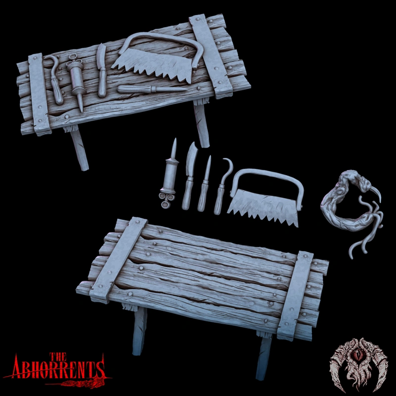 Bestiarum Miniatures - 202301 - The Abhorrents - Chirurgical Table and Tools