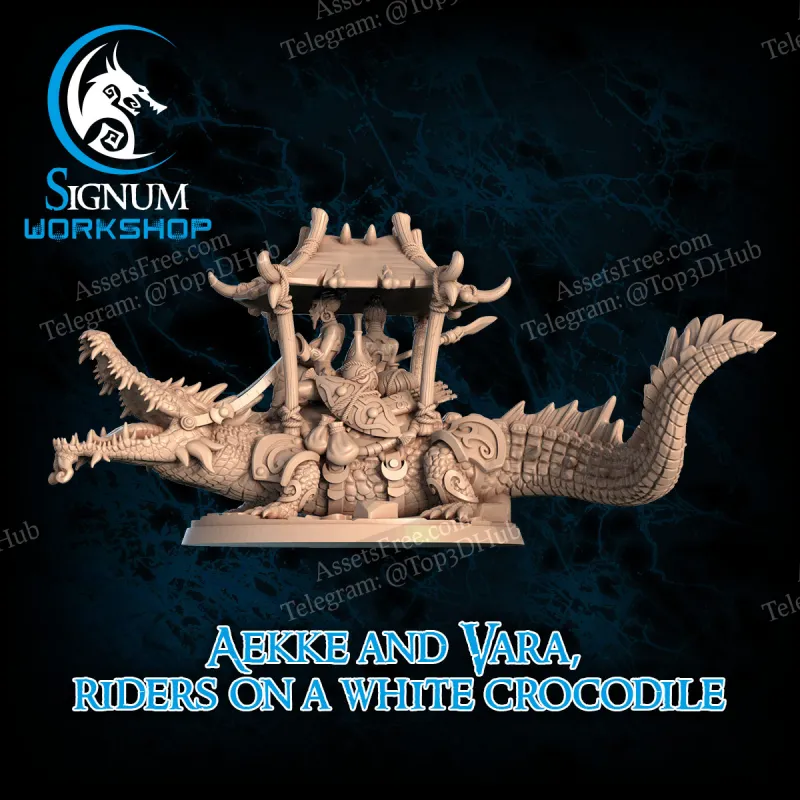 Aekke & Vara Riders on a White Crocodile