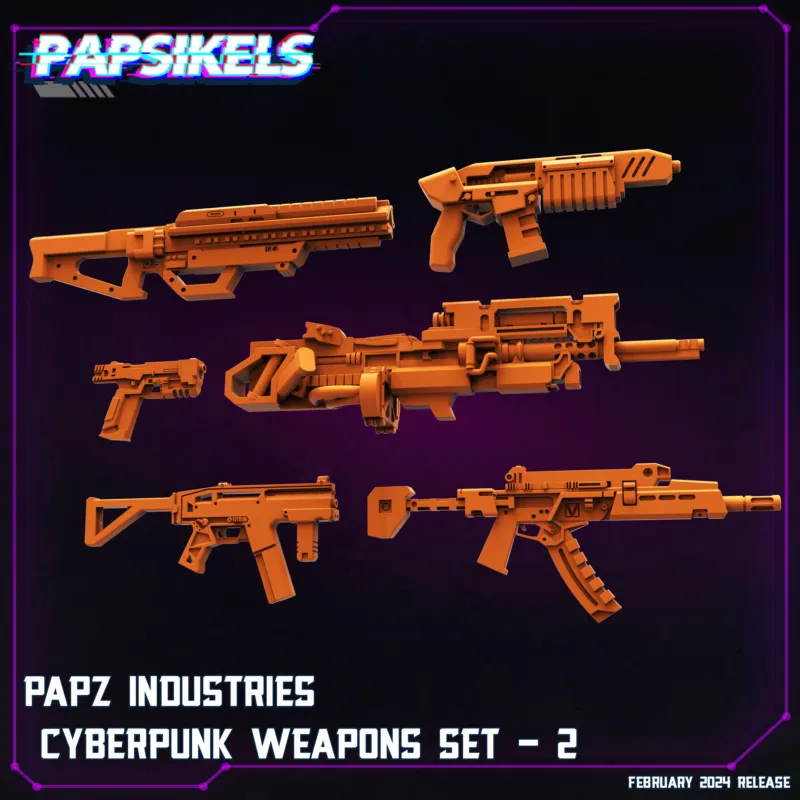Papsikels Cyberpunk - PAPZ Industries Cyberpunk Weapons - Set 2