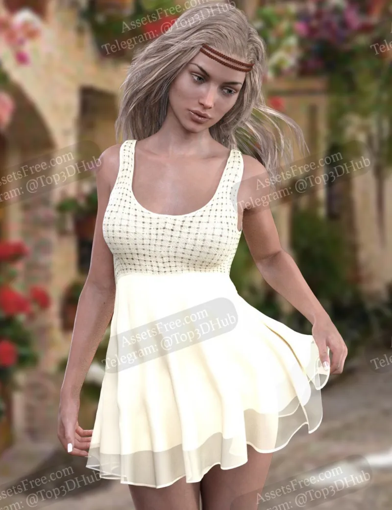 43629 - X-Fashion Crochet Dress for Genesis 3 Female(s) - xtrart-3d - [Clothing]