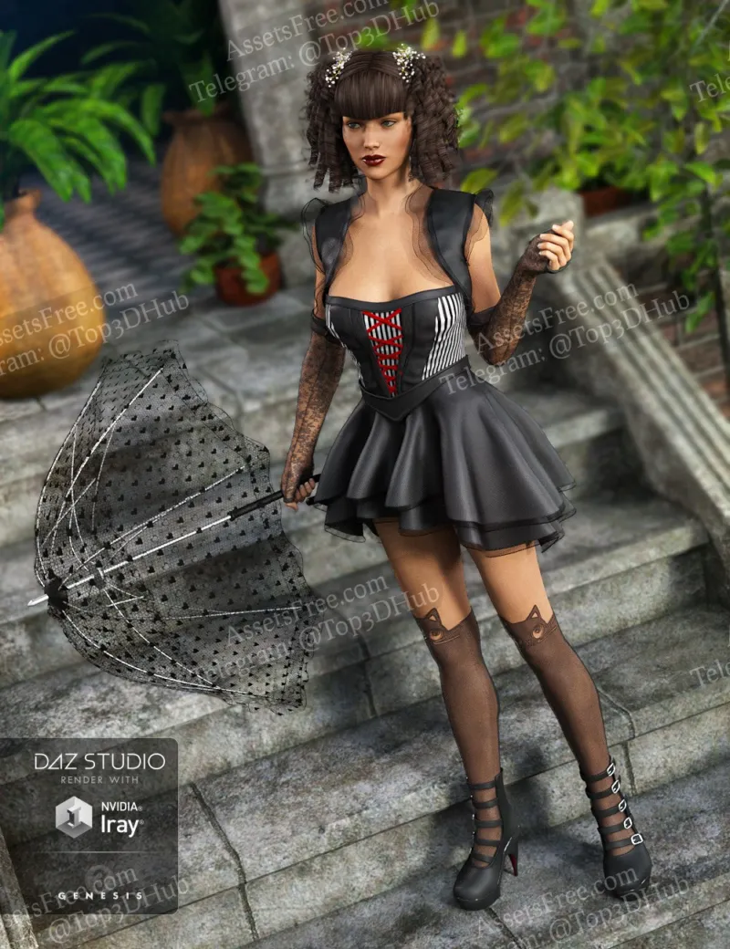 43647 - Goldie Locks Lolita Outfit for Genesis 3 Female(s) - Yura - [Clothing]