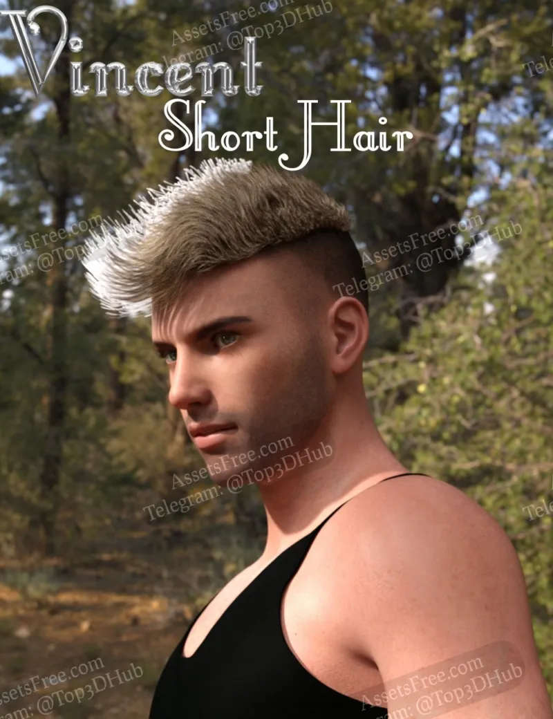 43669 - Vincent Short Hair for Genesis 3 Male(s) - Neftis3D - [Hair]