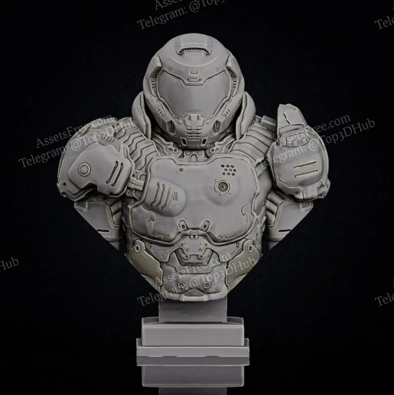 Doomguy bust » 3D print model Download free