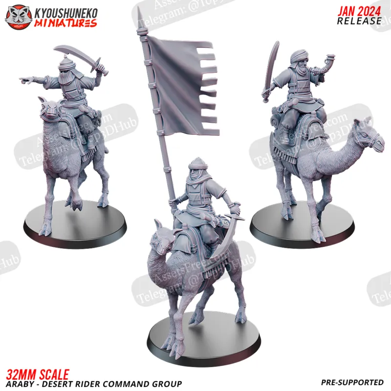 Conquer the Sands with Araby Desert Rider Command Group: A Majestic 3D Model Set