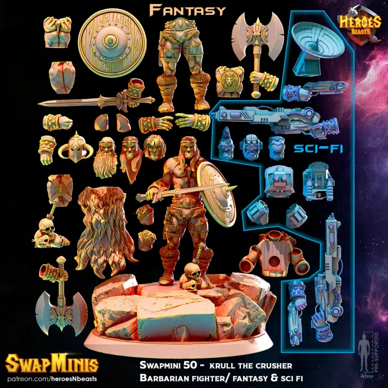 Swapmini 50 - Krull the crusher - Barbarian fighter - fantasy sci fi