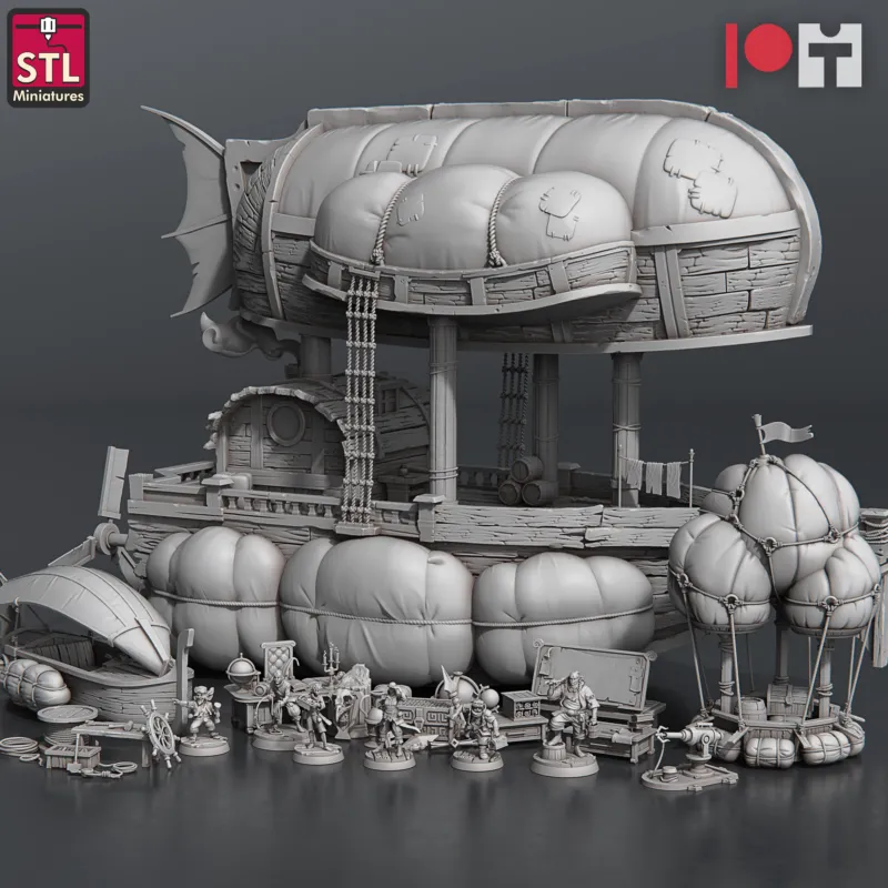 STL Miniatures - Airship Crew and Giant Flies and Reaver Knights - February 2024