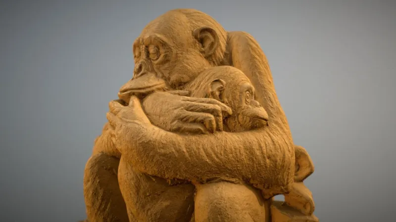 Chimps sand sculpture