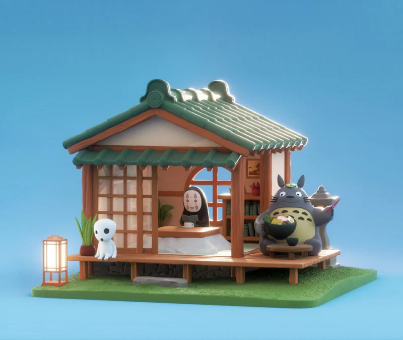 Totoro and no face House diorama (Hirama)