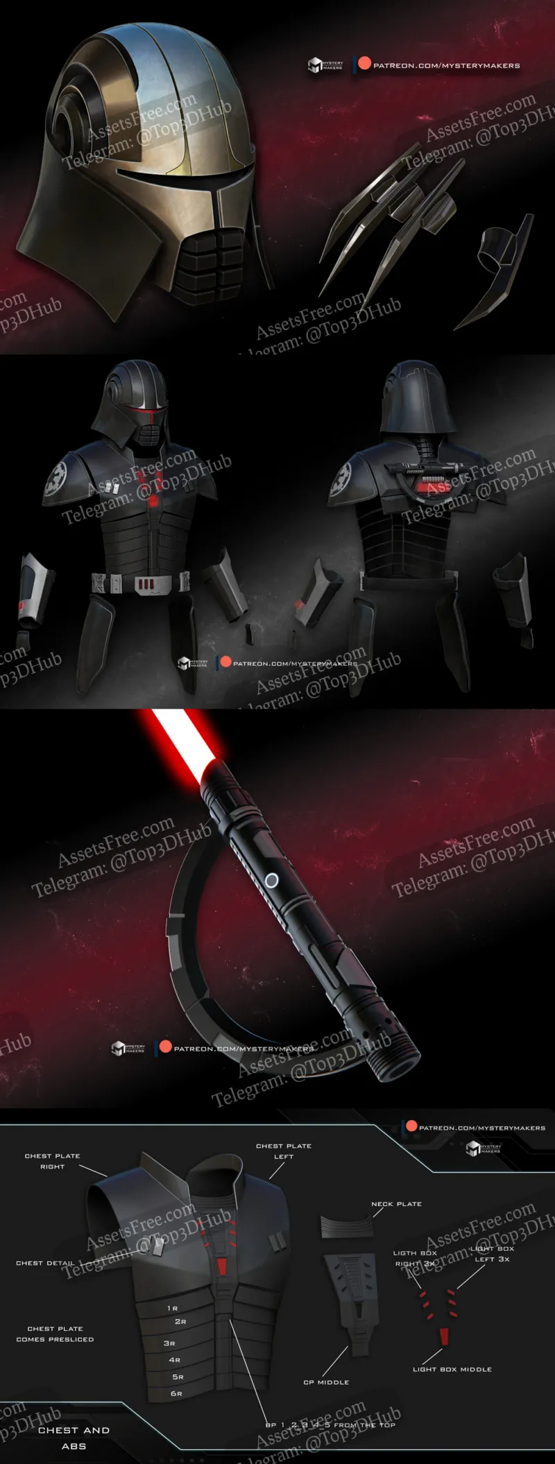 Inquisitor Starkiller armor and Starkiller helmet and claws