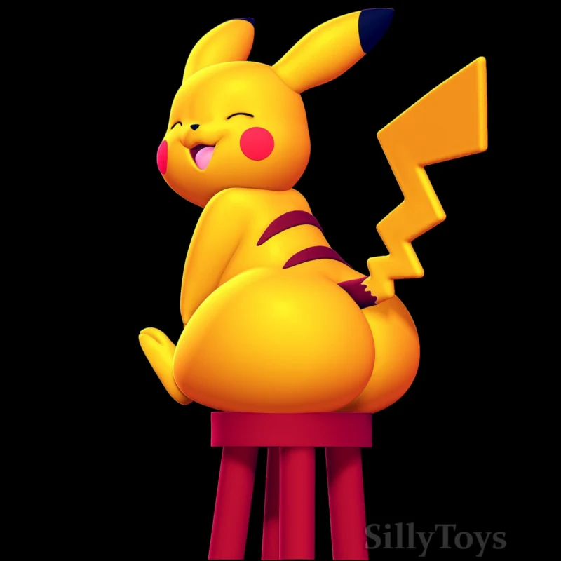 Pikachu Sitting on a Stool