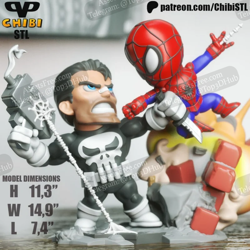 Spider-Man vs Punisher Chibi