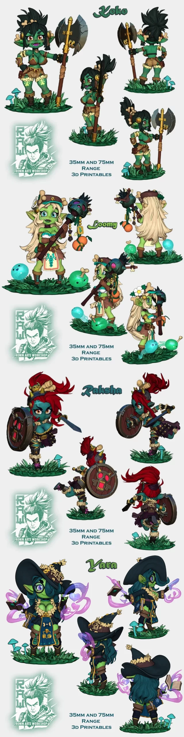 Koko, Yara, Loomy, Raksha