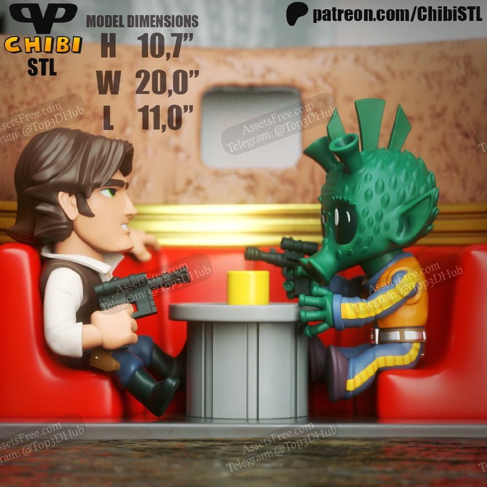 Han Solo vs Greedo Chibi » 3D print model Download free