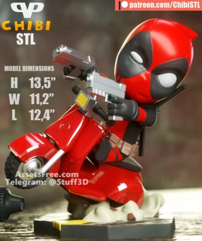 Deadpool on Vespa Chibi