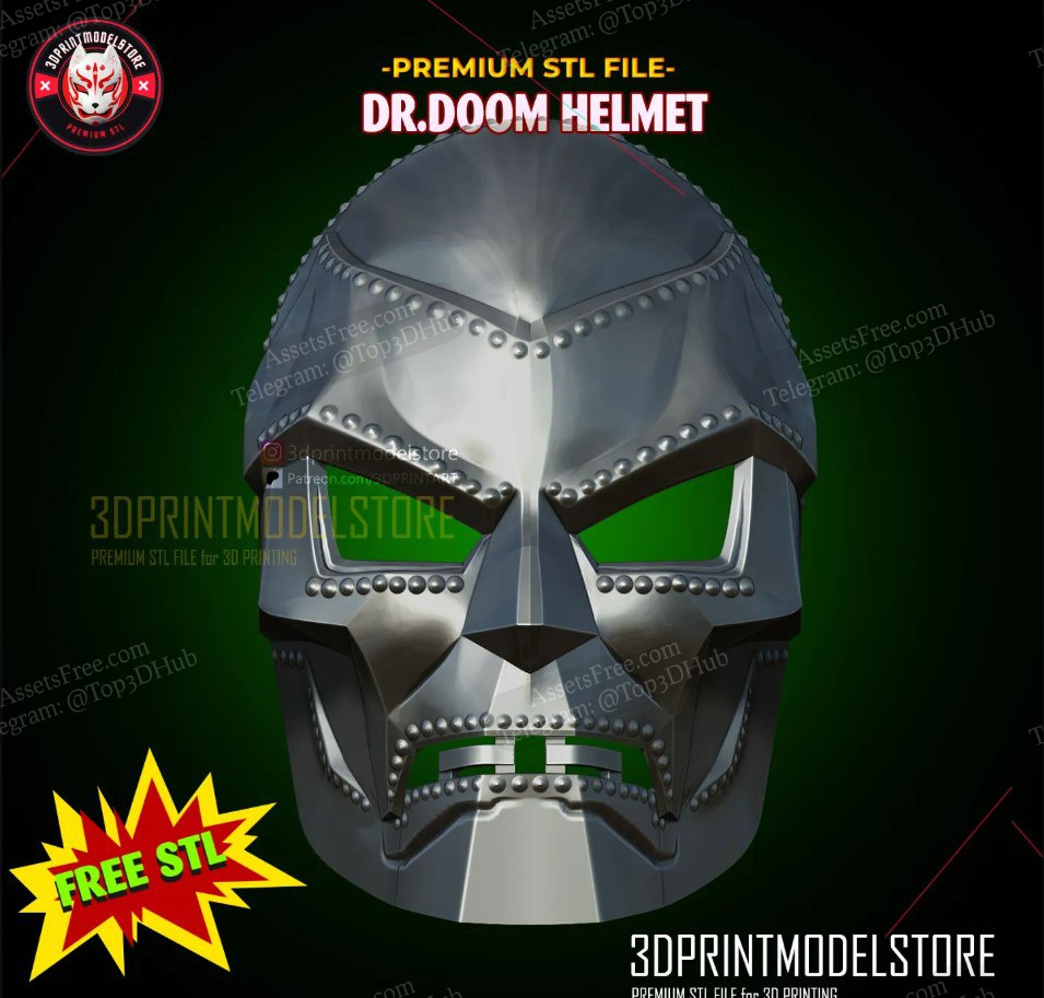 Download Free High-Quality Dr.Doom Mask 3D Model For Printing & DAZ ...