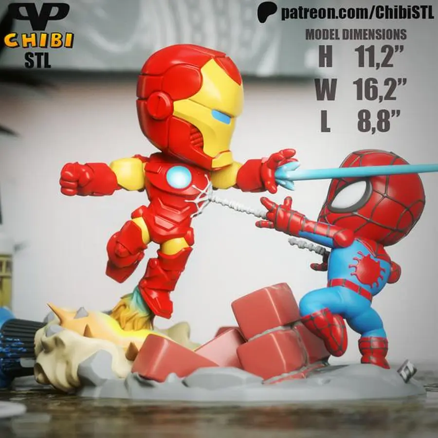 Iron Man vs Spider-Man Chibi