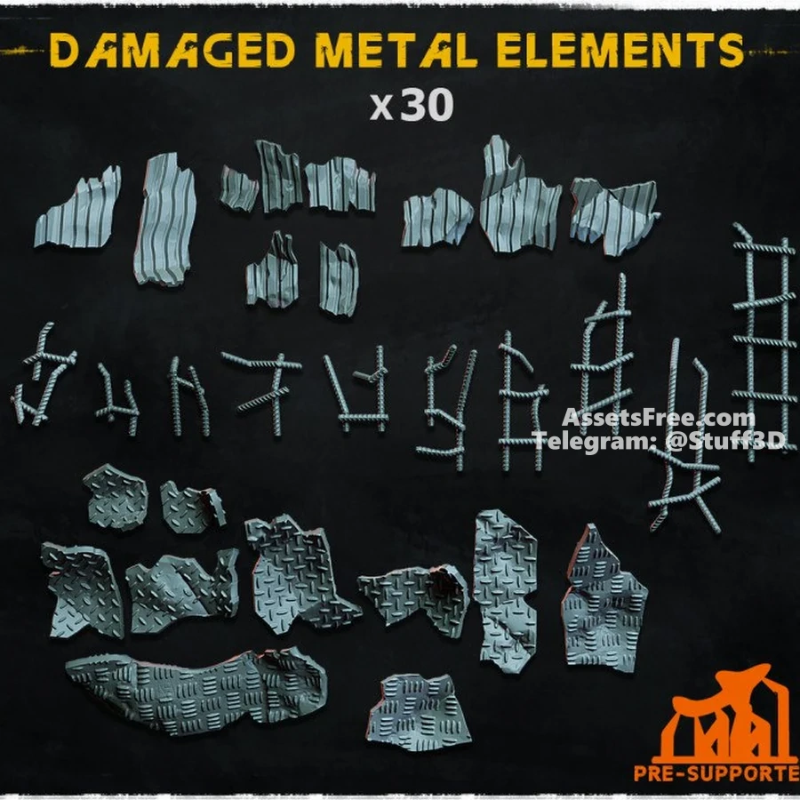 Damaged metal elements