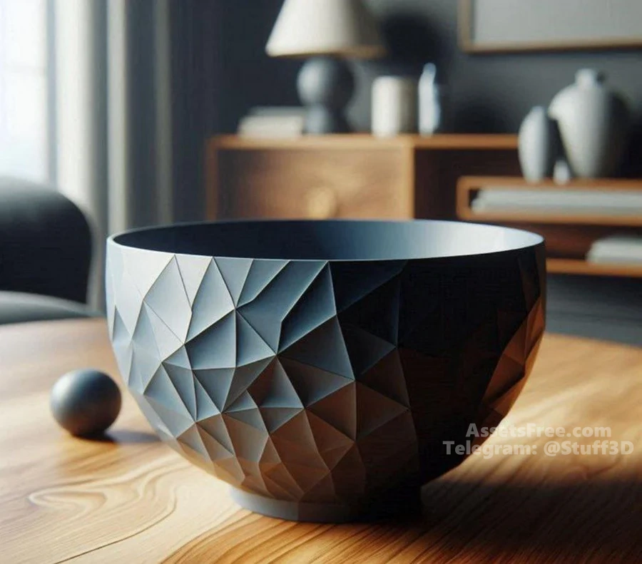 Designer Low Poly Big Bowl with Foot