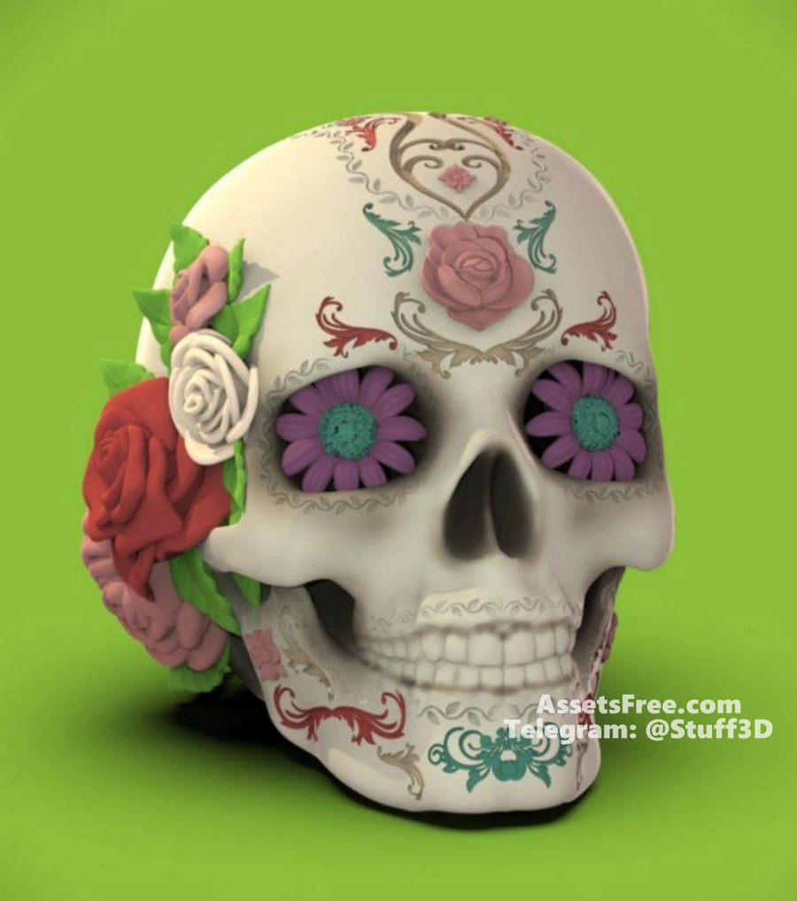 Día de Los Muertos Flower Skull