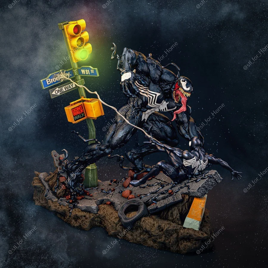 Venom vs Black Spiderman Statue