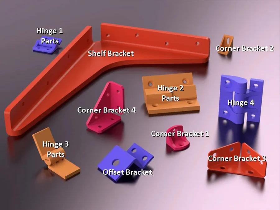 Hardware parts hinges brackets model
