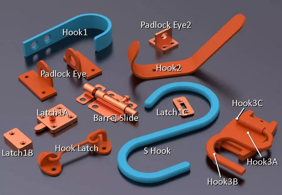 Hardware parts hooks latches model