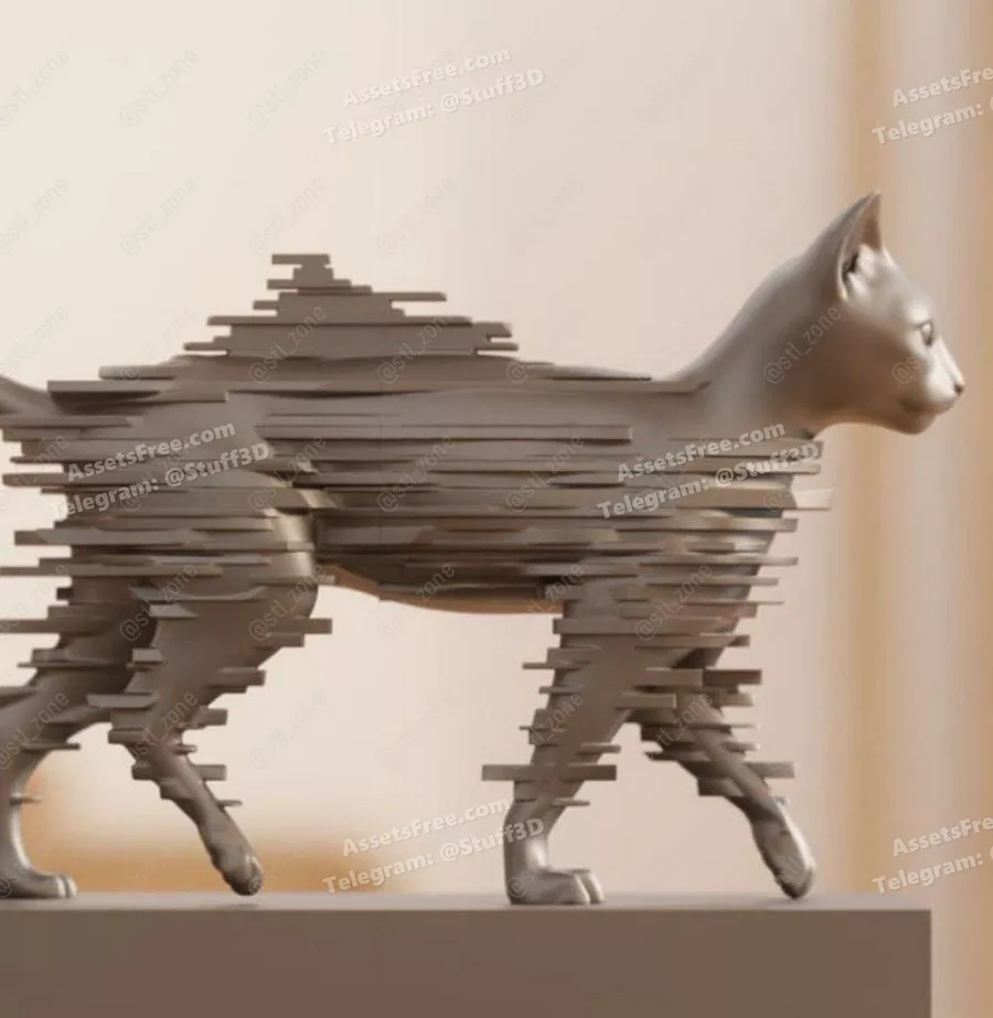 Glitchy Cat Sculpture