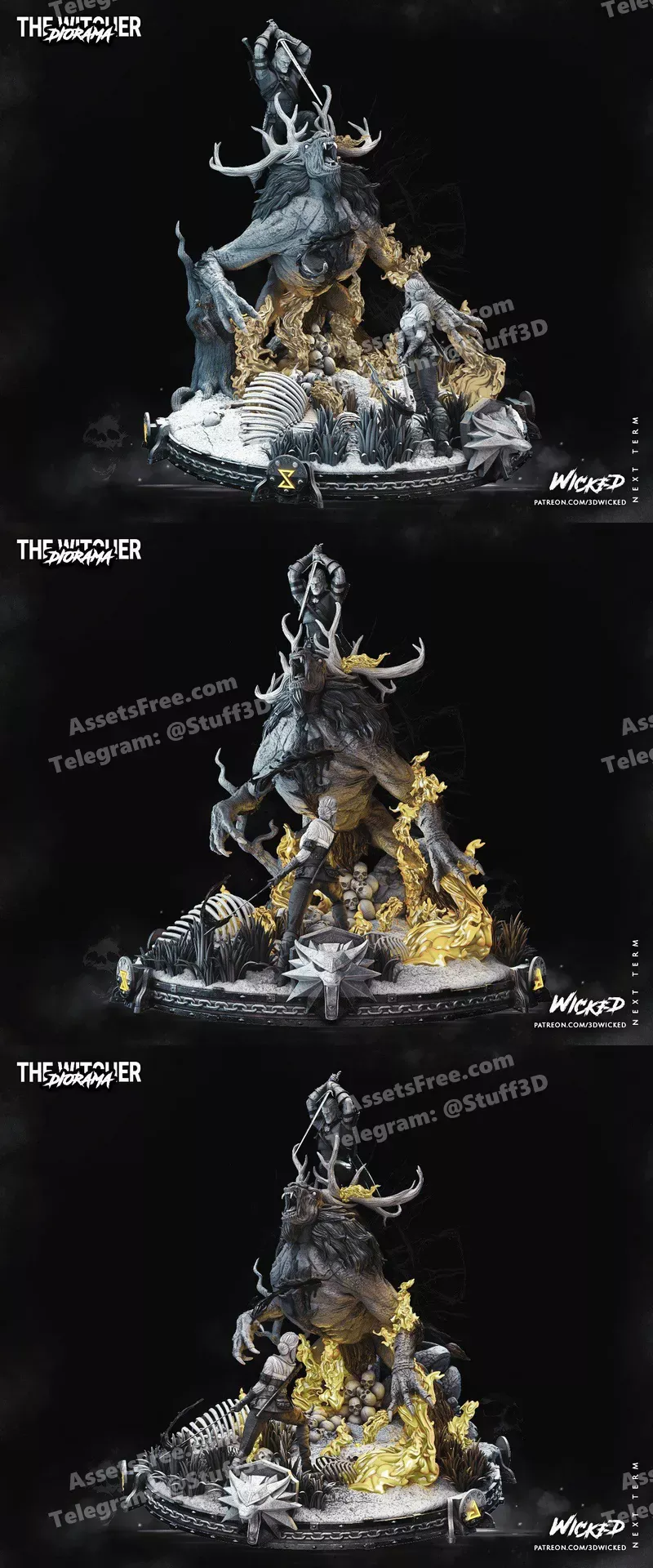 Base Diorama The Witcher Geralt and Ciri