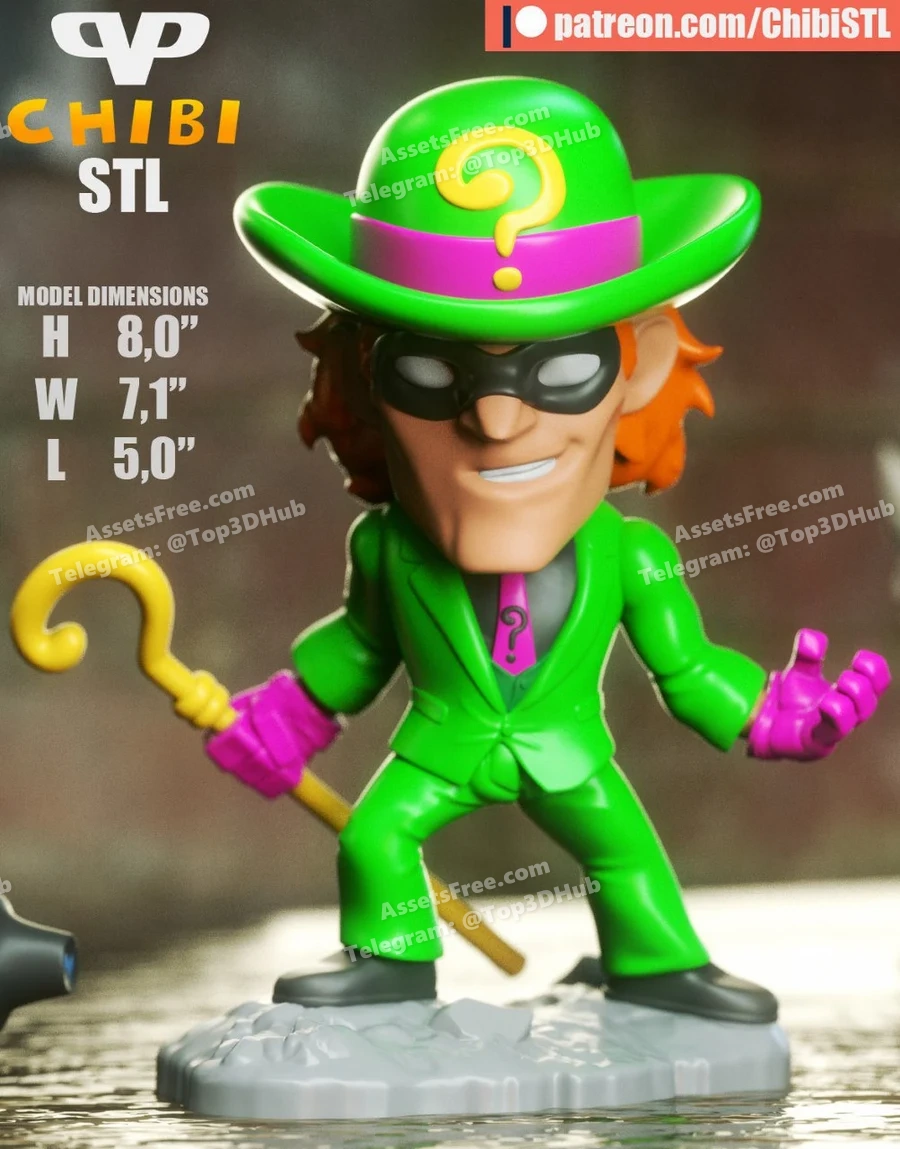 3dxm – riddler chibi – STL 3D Print Model | AssetsFree.com 3dxm – riddler chibi - 3D model for printing | AssetsFree.com
