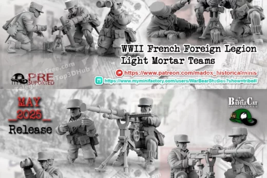 Battlecat miniatures wwii ffl light mortar teams and wwii ffl mmg